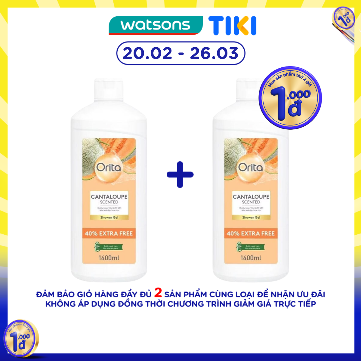 Gel Tắm Orita Hương Dưa Đỏ Shower Gel Cantaloupe Scented 1400ml