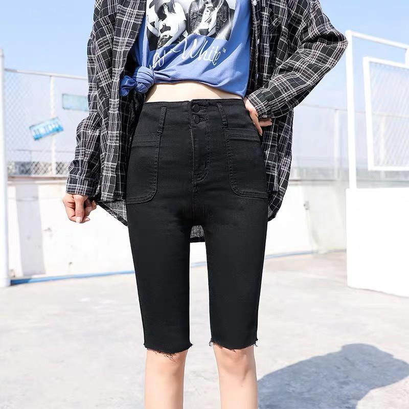 Quần jean ngố / lửng lưng siêu cao, kiểu 2 nút, BIG SIZE dành cho người béo, co dãn mạnh rẻ đẹp 3334