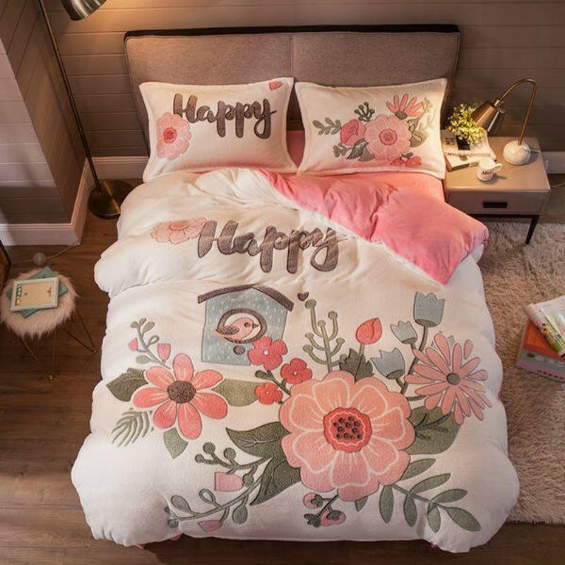 Bộ Ga Gối Nỉ Nhung Nhập Khẩu 5 món