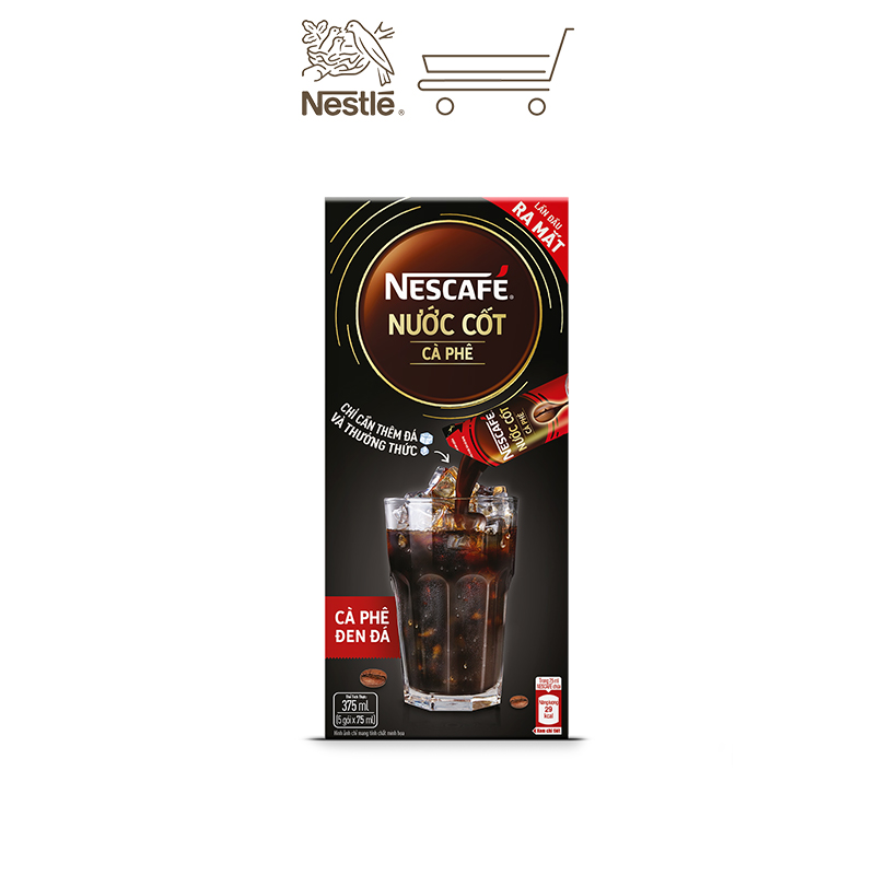 [Quà tặng tháng 11 - Mua 1 Tặng 1 Bộ 3 Ly thủy tinh] Combo 4 hộp Nước Cốt Cà Phê NESCAFÉ Cà phê Đen Đá