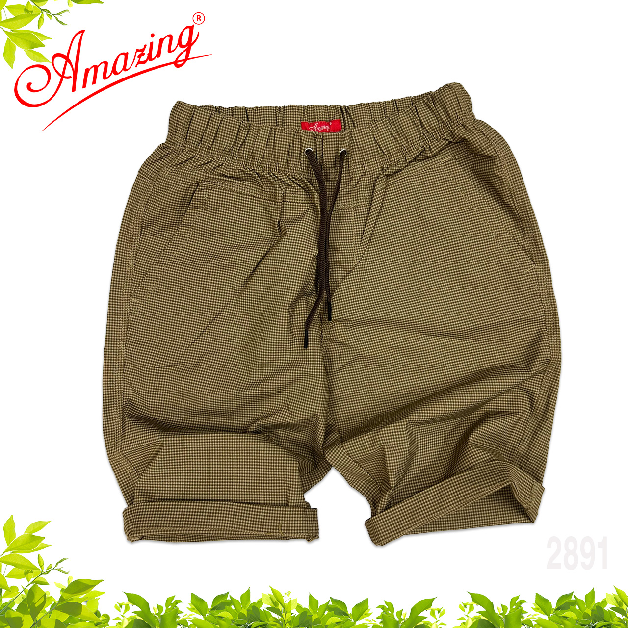 Big size, short caro nhí lưng thun unisex, quần sọt nam thương hiêu Amazing, phong cách thể thao