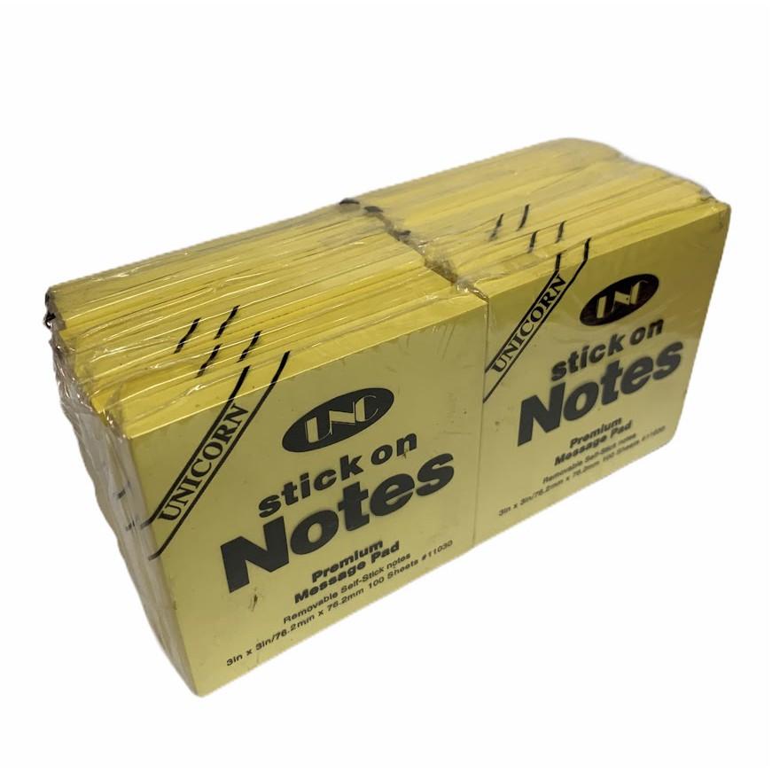 (Lốc 12 xấp) Giấy note vàng 3*3 UNC 7,6cmx7,6cm