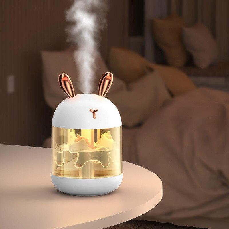 Air Humidifier 300ML Pet Cute Mini Humidifier USB Aroma Essential LED Lights Night Lamp Air Purifier Diffuser for Home Car
