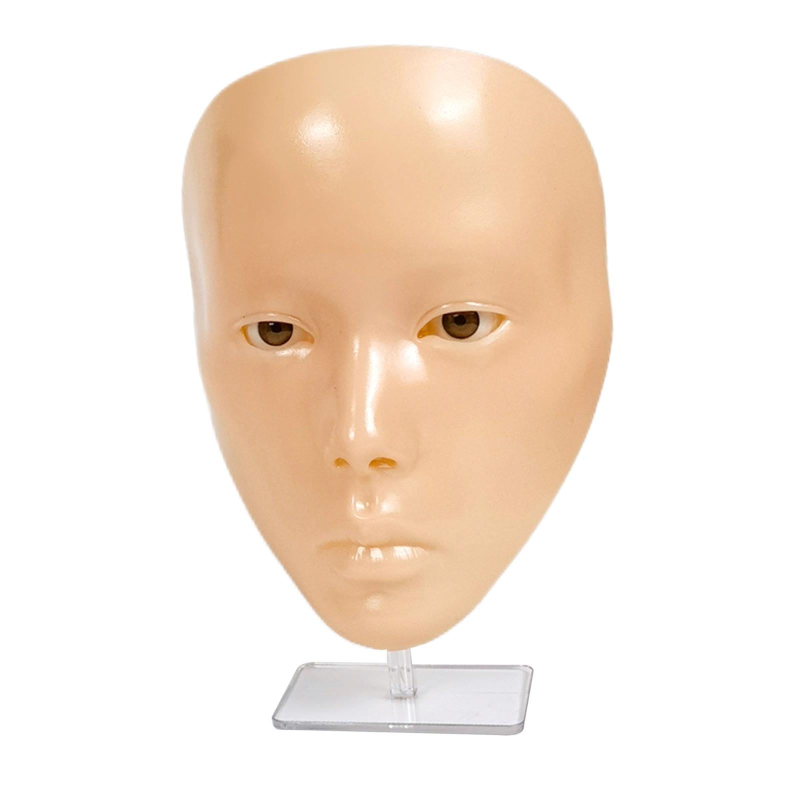 Reusable Makeup Practice Face Realistic Flexible Mannequin Head 5D Silicone for Cosmetology Permanent Makeup Artists Beginners Salon Home