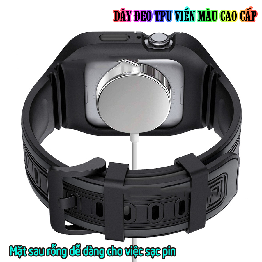 Dây Đeo liền ốp dành cho Apple Watch 7/6/5/4/3/2/1 size 38/40/41/42/44/45mm TPU chống sốc viền màu - nhiều màu