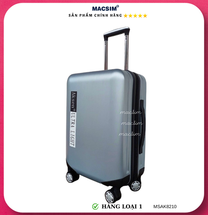 Vali cao cấp Macsim Aksen hàng loại 1 MSAK8210 cỡ 20inch- màu bạc