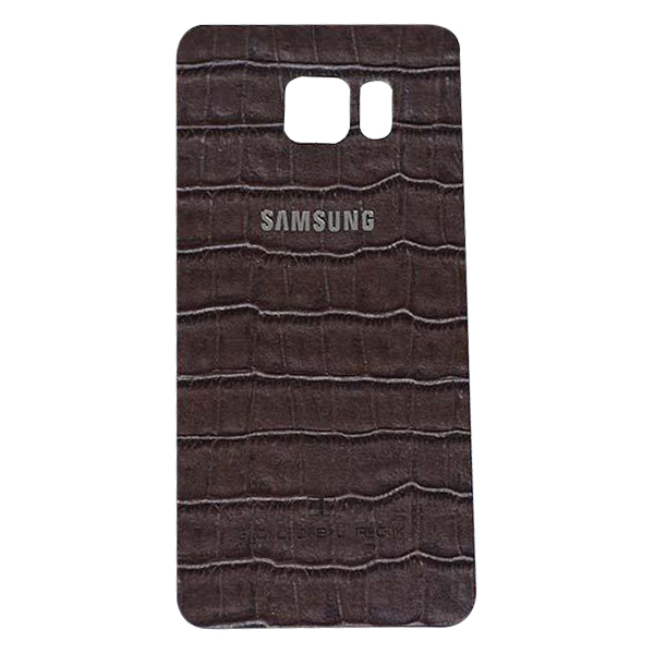 Miếng Dán Da Bò Vân Cá Sấu Dành Cho Samsung S6 Edge Plus Goldblack + Tặng Logo