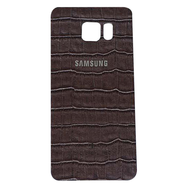 Miếng Dán Da Bò Vân Cá Sấu Dành Cho Samsung Galaxy S6 Edge Plus Goldblack - Tặng Kèm Logo Và Móc Khóa