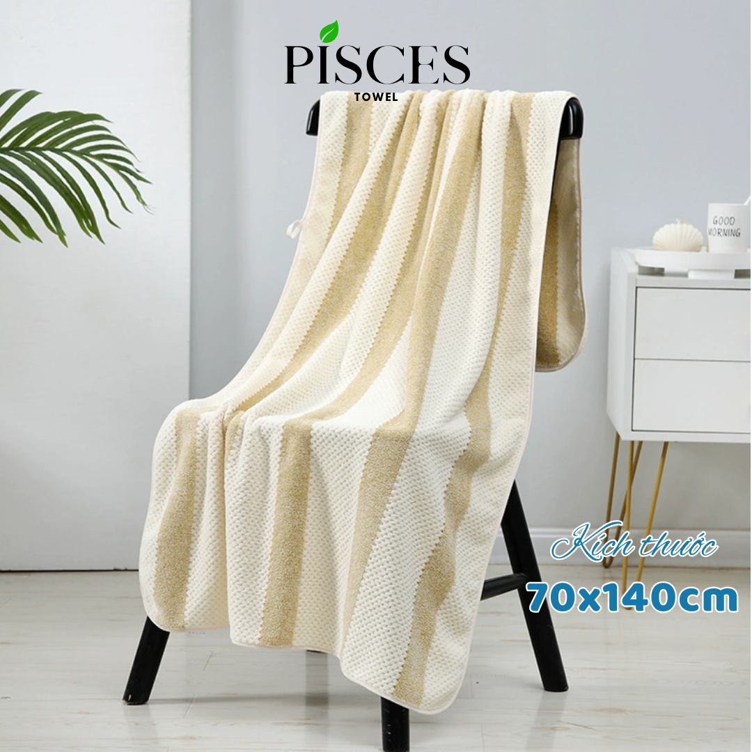 Khăn Tắm PISCES TOWEL 70x140cm Họa Tiết Tổ Ong Cotton Mềm Mại, Khăn Spa Yoga Gym Thể Thao Thấm Hút Mồ Hôi - Xanh dương, Xanh dương