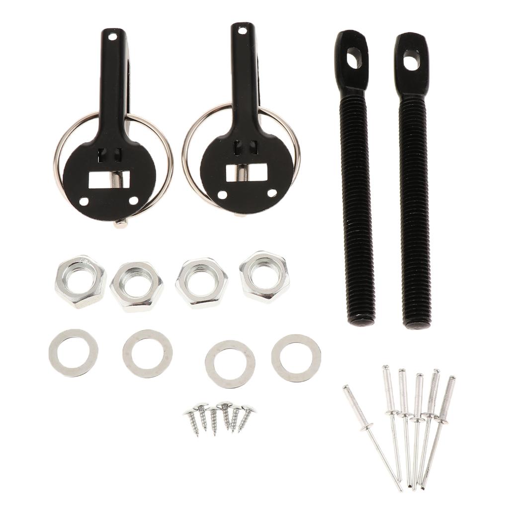 2xUniversal Car Bonnet Hood Pin Pins Key Lock Latch Catch Locking Fasten Kit