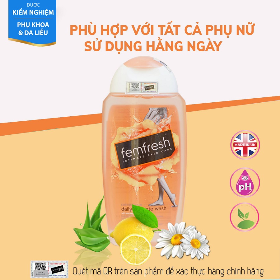 Dung Dịch Vệ Sinh Phụ Nữ Sạch, Thơm, Tươi Mới Suốt Ngày Dài Femfresh Daily Intimate Wash 150ml