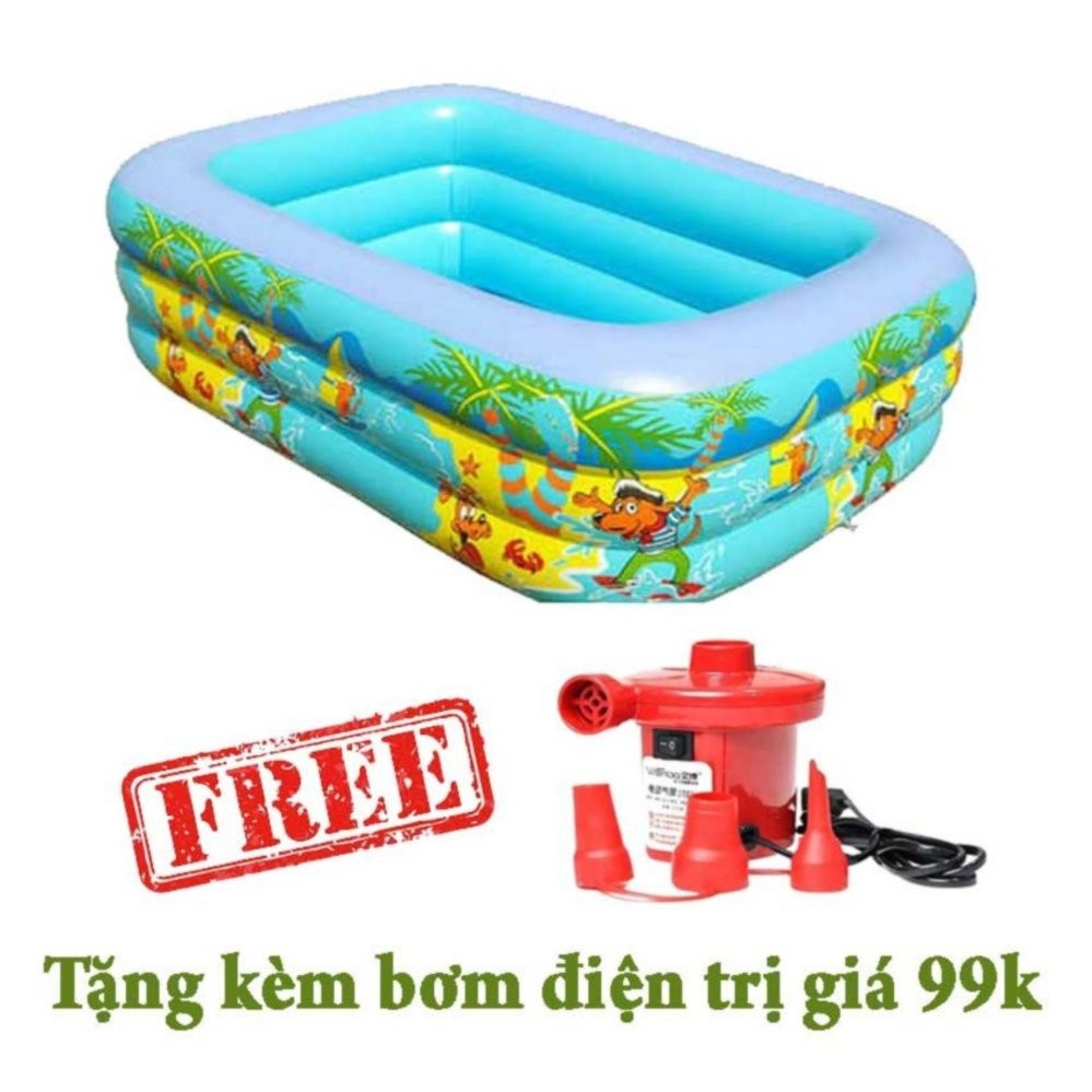 Bể bơi 3 tầng 1,3m đấy chống trượt cao cấp tặng kèm bơm (giao màu ngẫu nhiên)