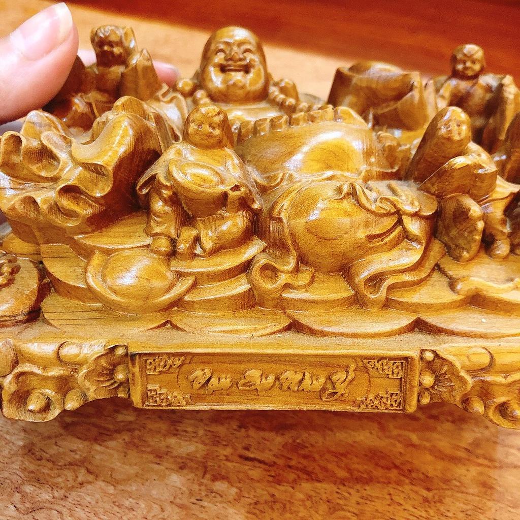 Tượng Phật Di Lặc Ngũ Phúc Gỗ Bách Xanh Để Ô Tô, Bàn Làm Việc