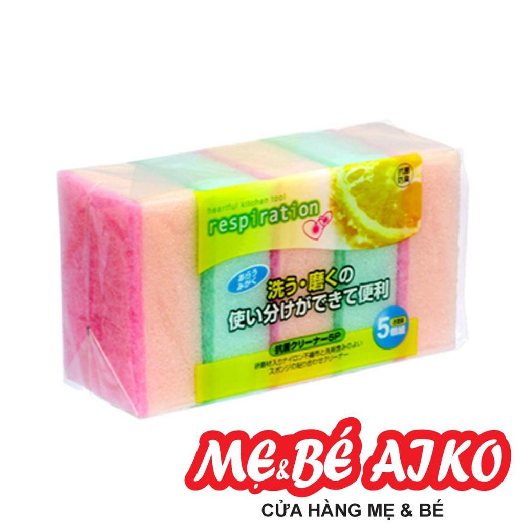 Set 5 Miếng Mút Xốp Rửa Bát, Nồi, Chén 1 Mặt Ráp Hàng Nhật