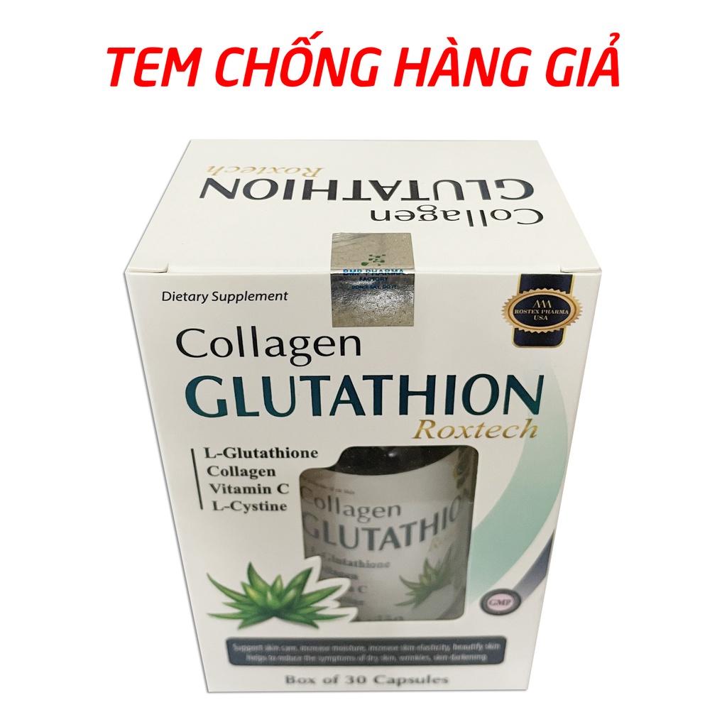 Collagen Glutathion ROXTECH - l-cystine, vitamin E C đẹp sáng da, giảm nám sạm da - Chai 30 viên