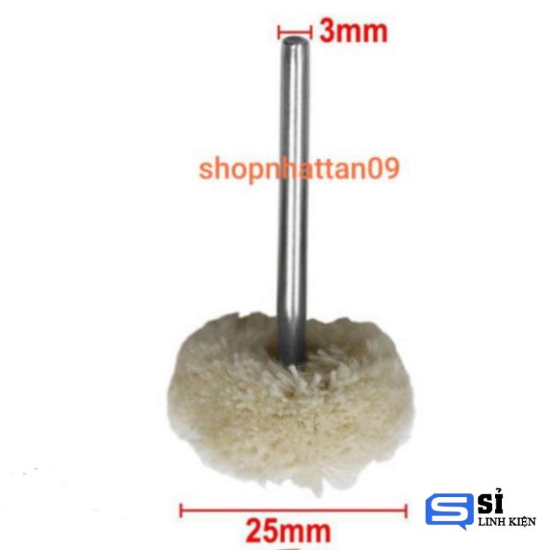 Bộ 10 đầu len đánh bóng chân 3ly item dành cho máy khoan mài khắc mini