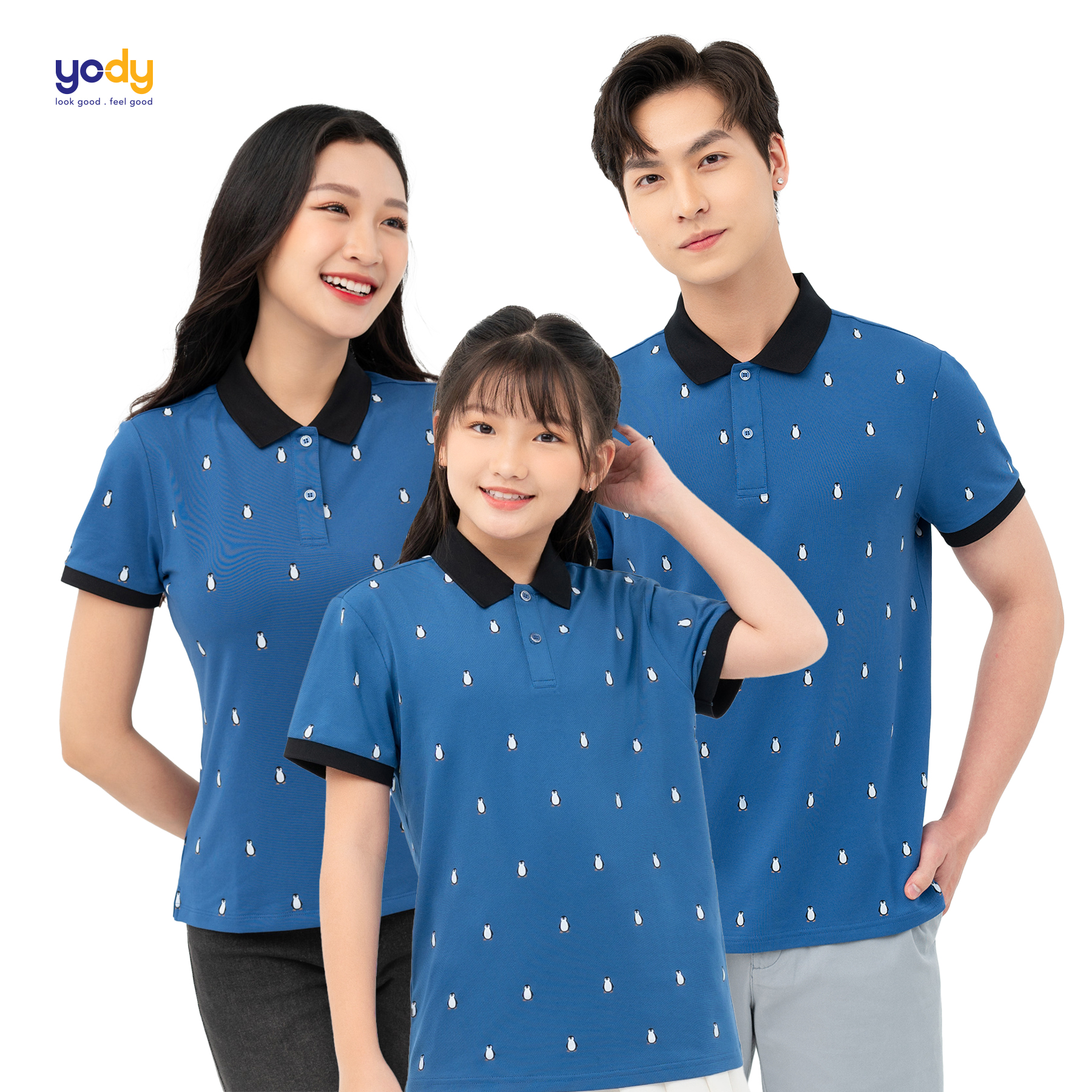 Áo thun polo nữ YODY In chim cánh cụt mềm mịn co dãn năng động APN6176