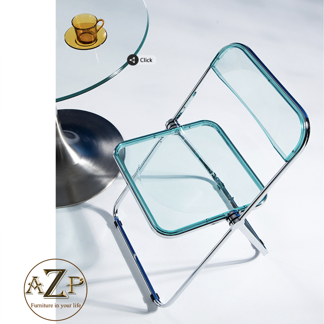 Ghế Ăn, Ghế Cafe, Ghế Thư Giãn Nhựa Trong Suốt Arcylic, Khung Thép Mạ Chrome Thời Trang / Thông minh xếp gọn, cất gọn