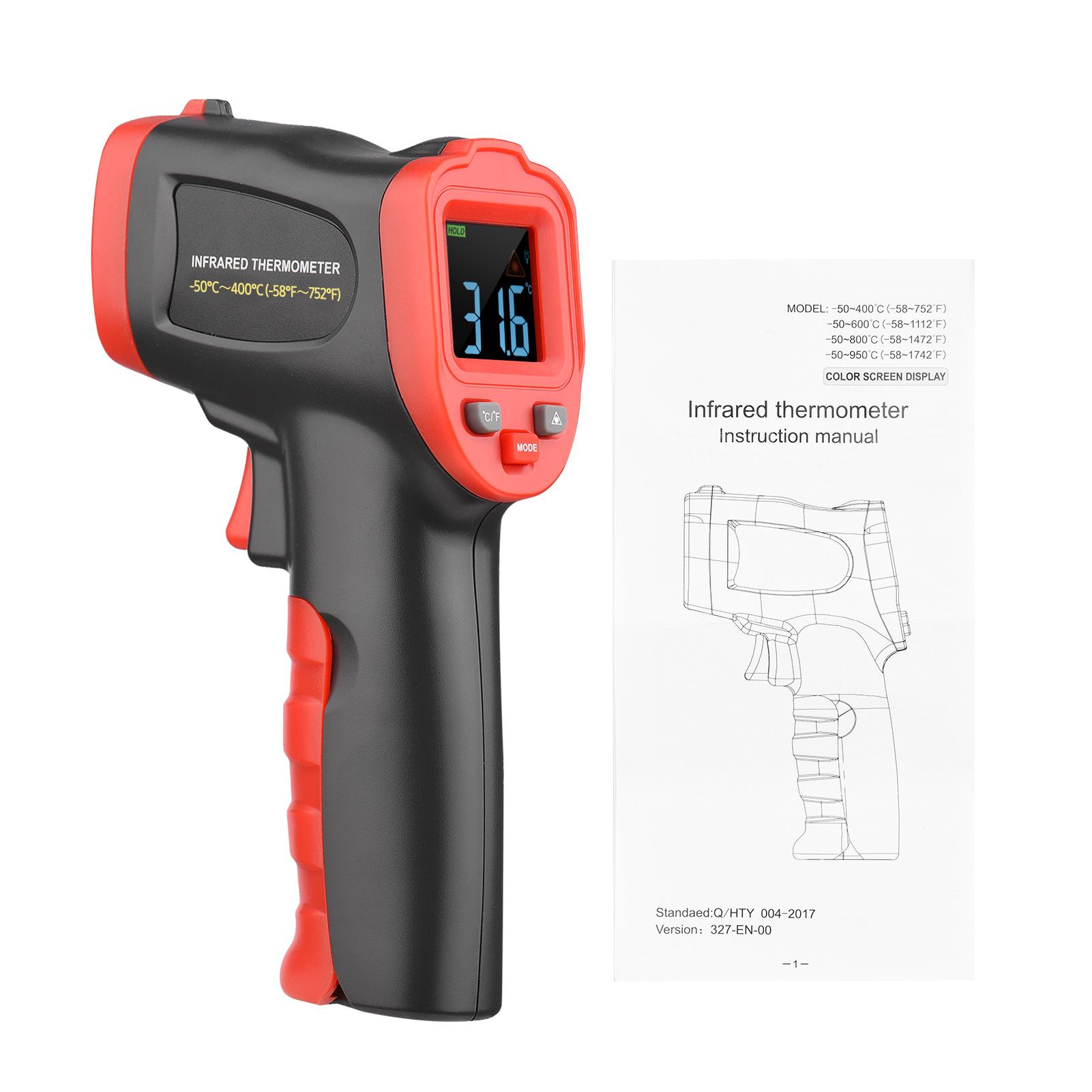 -50℃～950℃ /-58℉～1742℉ Colorful Screen Infrared Thermometer IR Laser Thermometer Handheld Non-Contact Digital Temperature Tester Pyrometer Temperature Gun for Kitchen Cooking BBQ Chocolate Pizza Industrial【Non-Body Use】