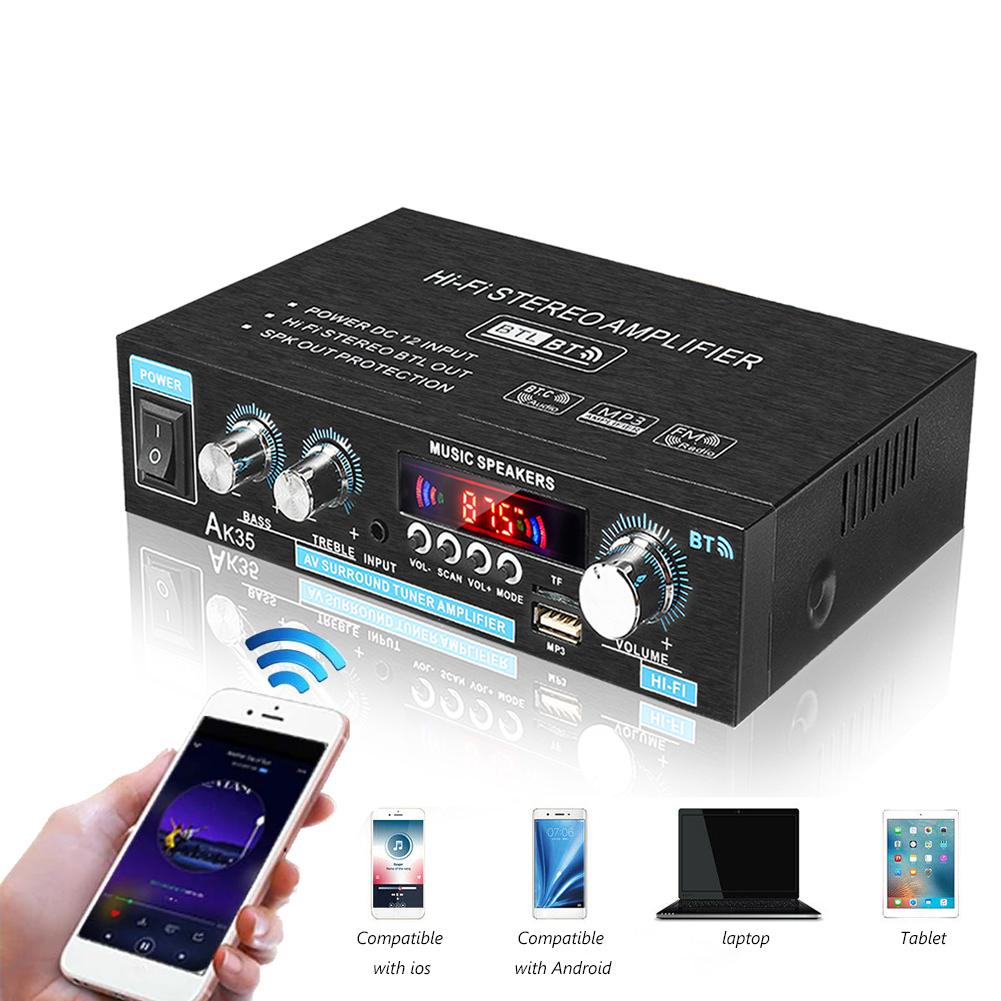 AK35 800W Bộ Khuếch Đại Âm Thanh Kỹ Thuật Số 2 Kênh Bluetooth 5.0 HiFi FM Âm Nhạc Tự Động Loa Siêu Trầm Loa Âm Thanh Nổi Nhà Ô Tô Bộ Khuếch Đại Công Suất Color: US plug
