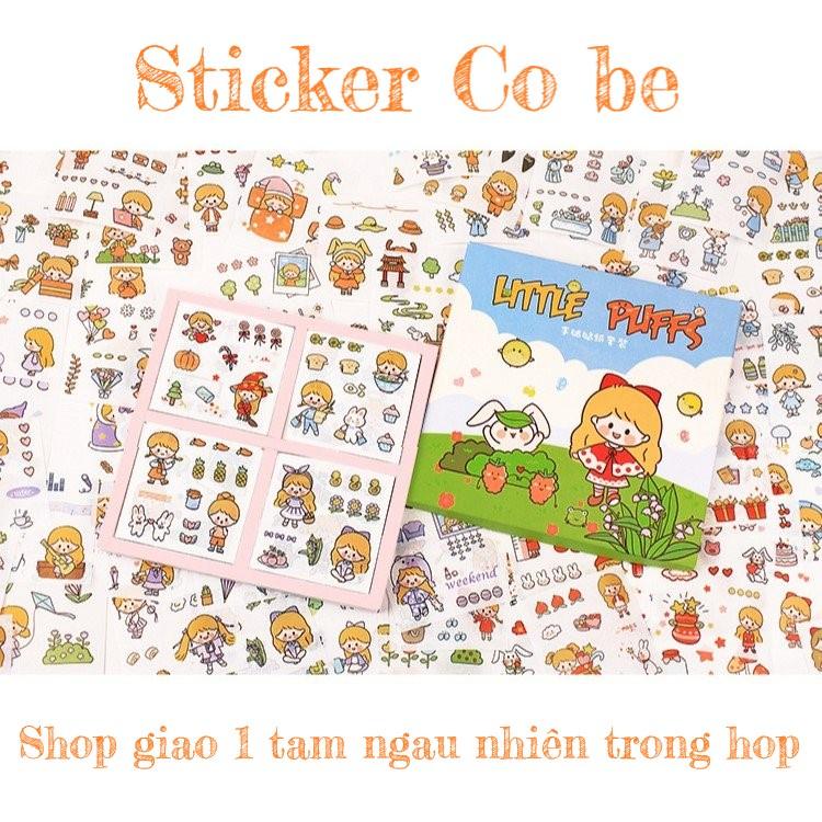 Sticker 1k cute trang trí dán laptop điện thoại kiểu cổ trang trong hộp 100 tấm có axtra TIMO ST40