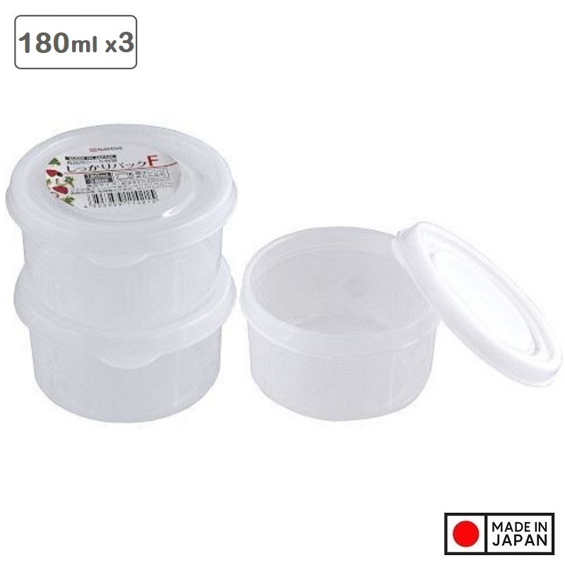 Set 3 Hộp Nhựa Tròn 180ml An Toàn - Nội Địa Nhật Bản