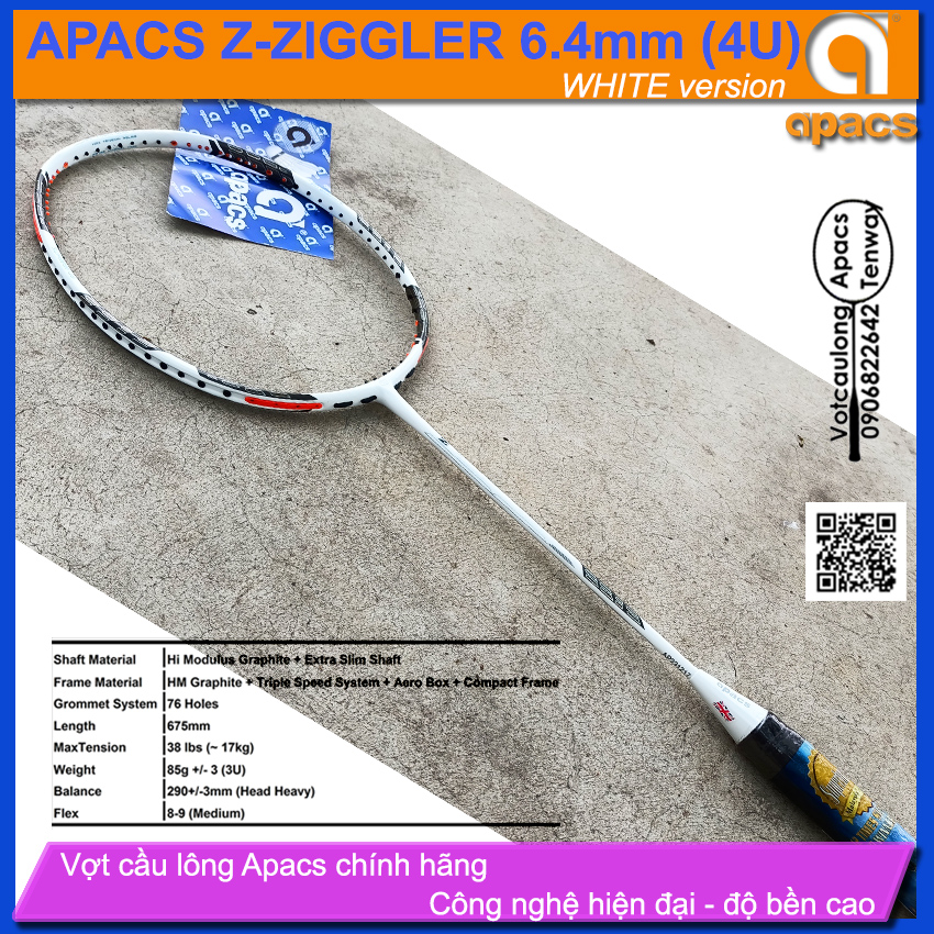 [Vợt cầu lông Apacs Z-Ziggler New White Version - 4U] Thân đũa công nghệ mới, sơn nhám trắng cực đẹp