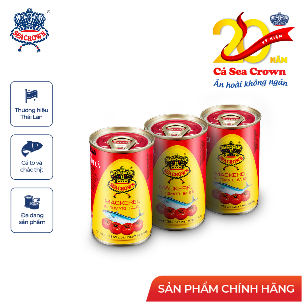 Cá hộp Sea Crown cá Nục sốt cà - Lốc 3 lon