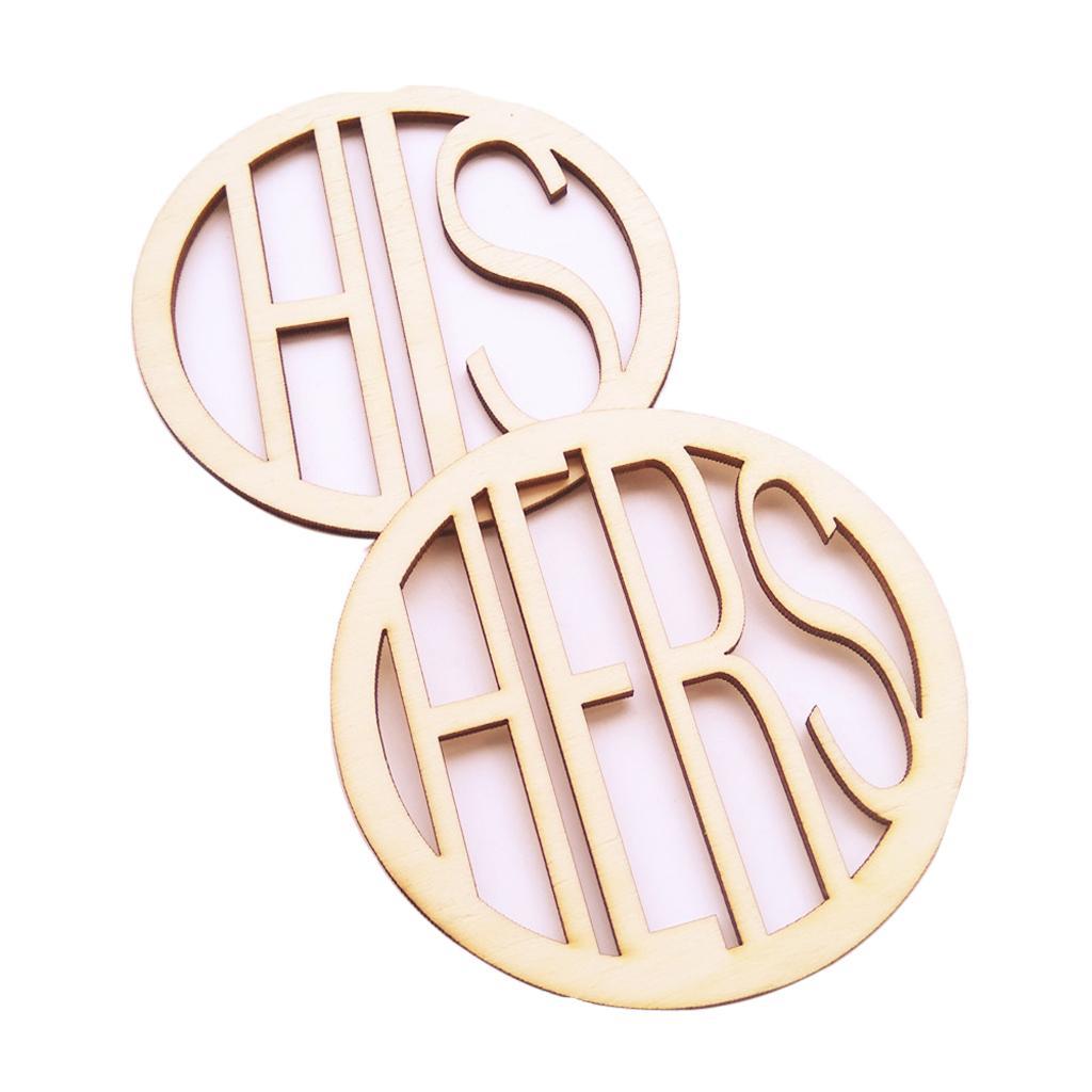 His and Hers Wooden Coasters Drinks Cup Mats Set Wedding Housewarming Gift