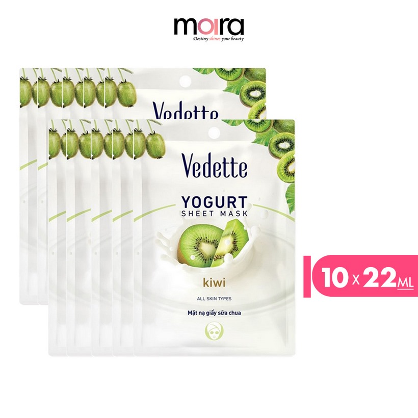 Combo 10 Mặt nạ giấy sữa chua Vedette Kiwi 22ml