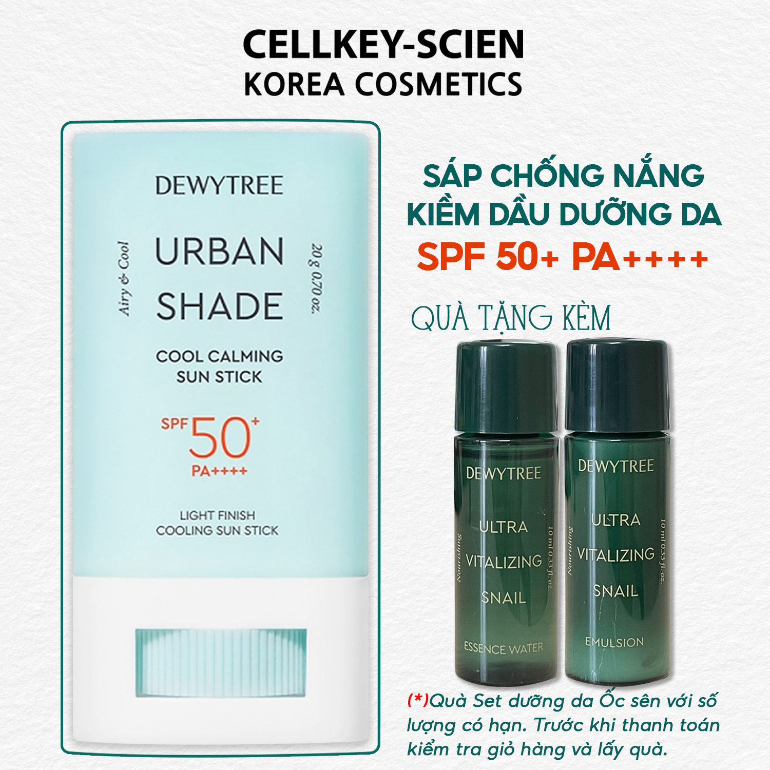 Sáp Chống Nắng Dạng Thỏi Kiềm Dầu Dưỡng Ẩm Trắng Da Dewytree Urban Shade Cool Calming Sun Stick SPF50+ PA++++(20g)