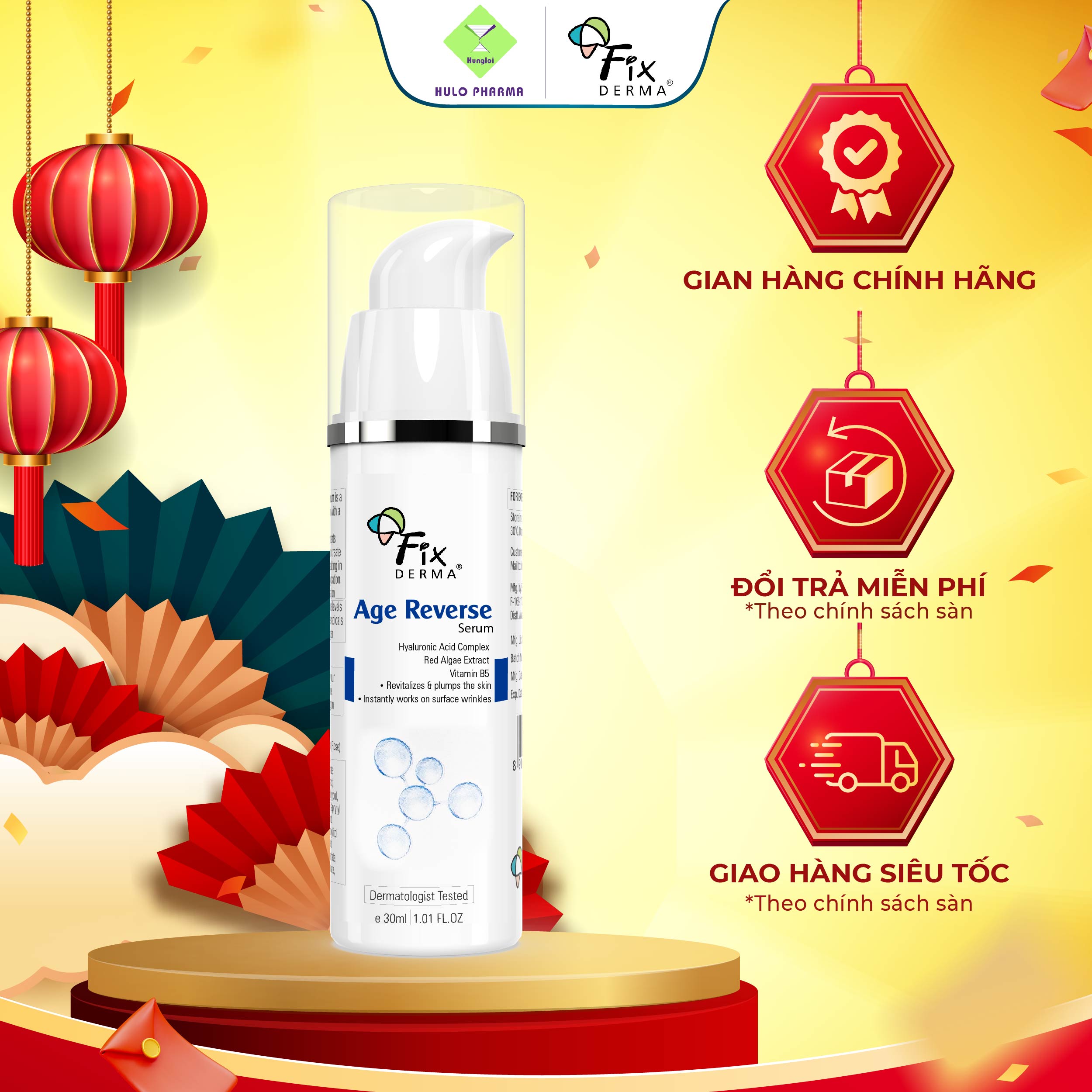 Serum Phục Hồi Da FIXDERMA Age Reverse Chống Lão Hóa Tái Tạo Da Giúp Da Săn Chắc Và Thu Nhỏ Lỗ Chân Lông 30ml - Hùng Lợi