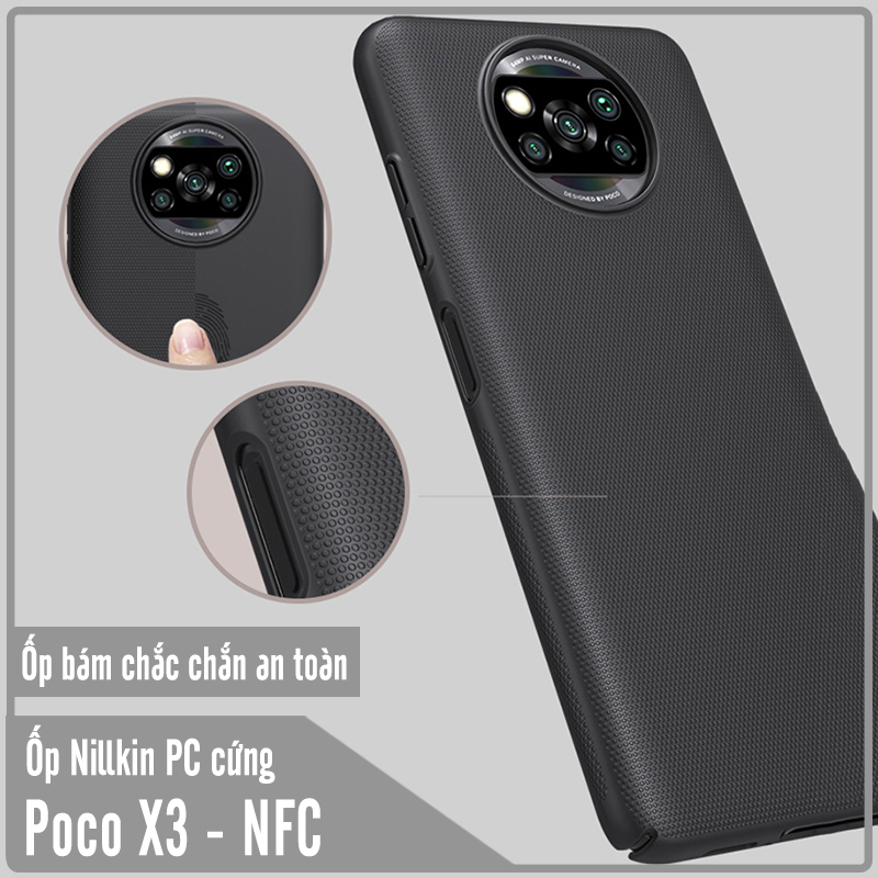 Ốp lưng cho Xiaomi Poco X3 NFC Frosted Shield nhựa PC cứng Nillkin , Vân nhám , chống vân tay - Hàng nhập khẩu