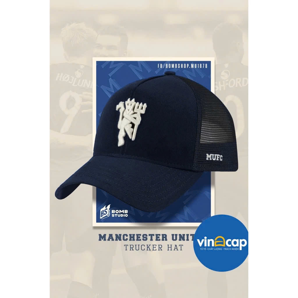 Nón kết, Mũ lưỡi trai CLB Manchester United Thêu chỉ nổi cao cấp (Ảnh thật)