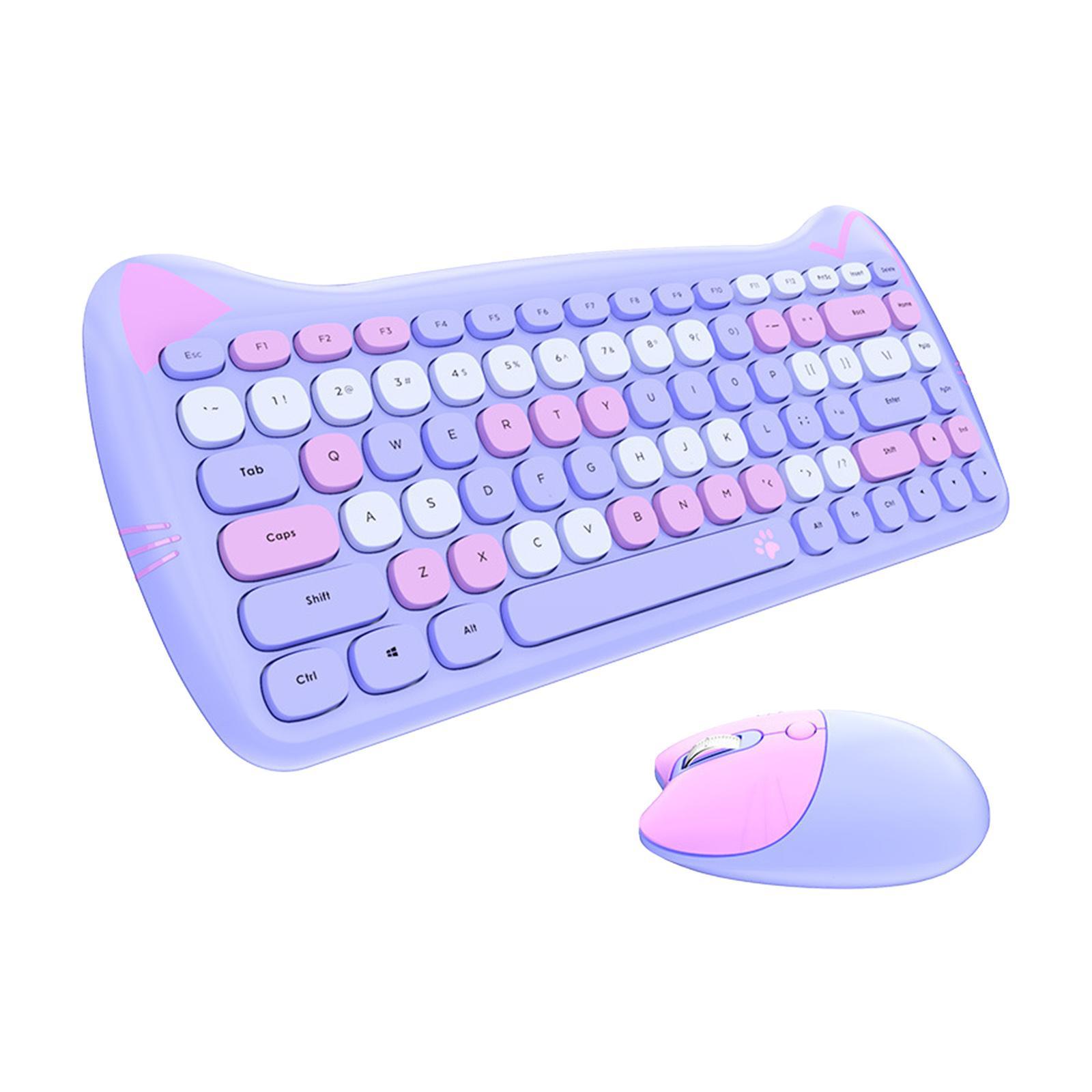 Mini Wireless Keyboard Mouse Set Round Key Multi-Colour Cute Lovely for Girls