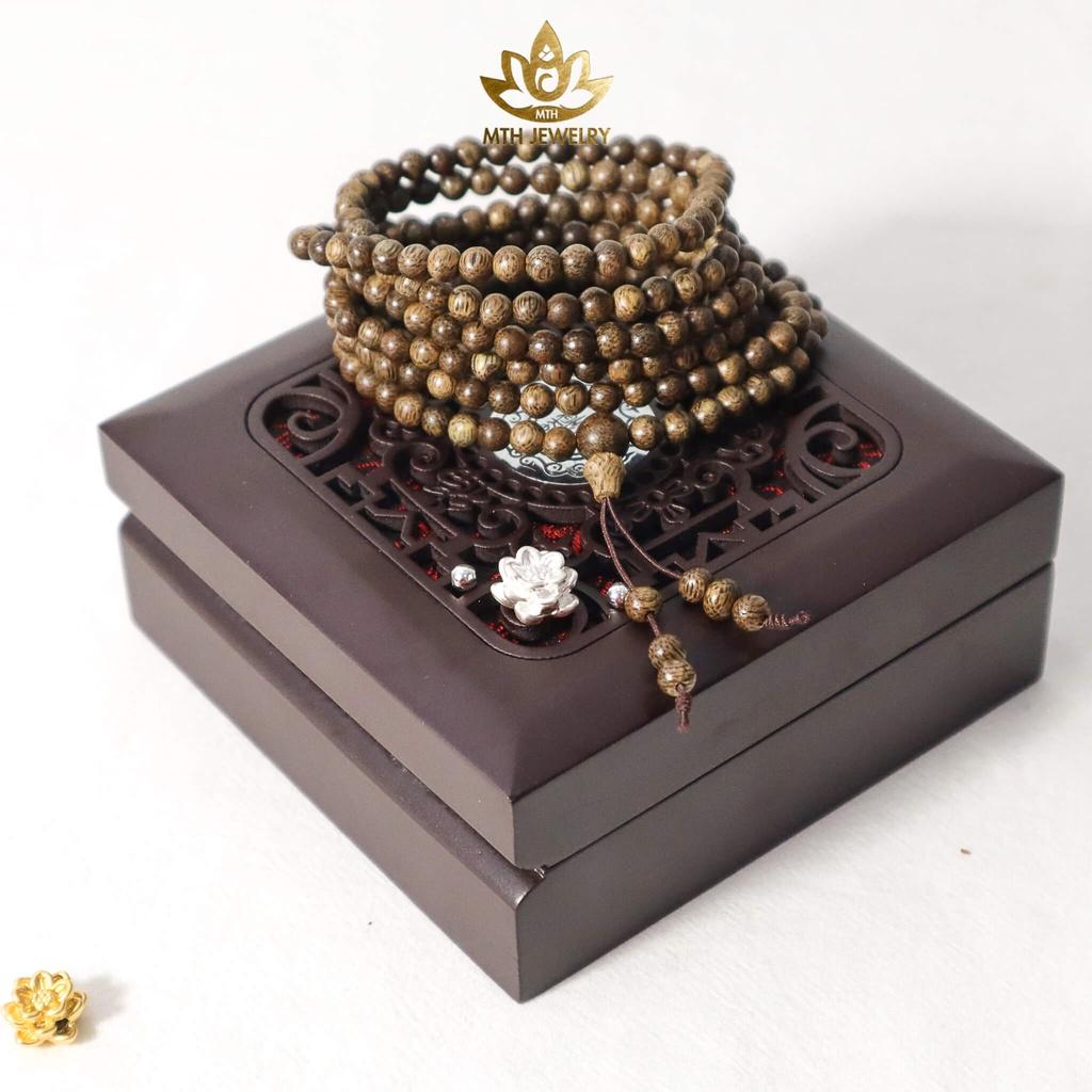 Vòng Tay Trầm Hương Tự Nhiên 216 Hạt 4mm - Charm Bạc S925