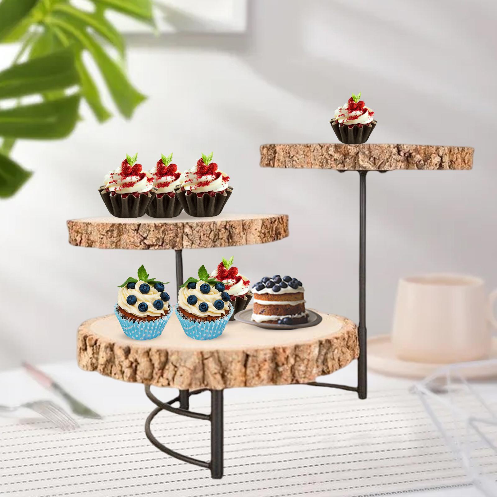 Solid Wooden Tray 3 Layer Serving Platter Fruit Dessert Tray for Hotel