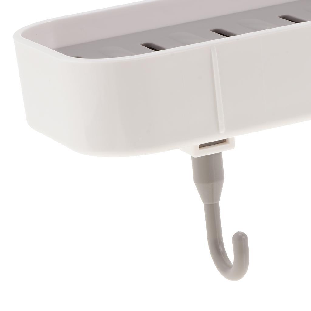 Strong Adhesive Soap Dish with Hooks, Wall Mount for Bathroom Kitchen