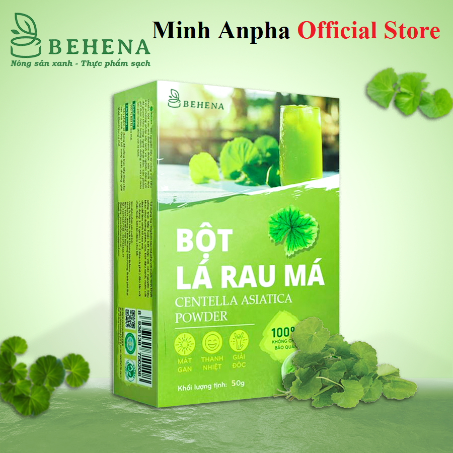 Bột rau má Behena nguyên chất sấy lạnh đắp mặt detox đẹp da thanh nhiệt Minh Anpha