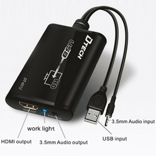 Cáp USB -&gt; HDMI + Audio Dtech DT 6512, cáp chuyển đổi từ USB sang HDMI