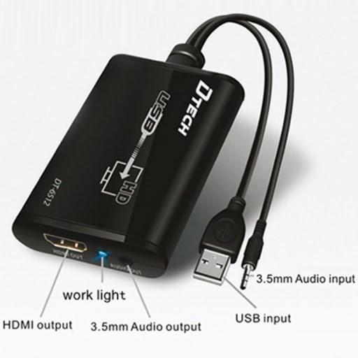 Cáp USB -> HDMI + Audio Dtech DT 6512, cáp chuyển đổi từ USB sang HDMI