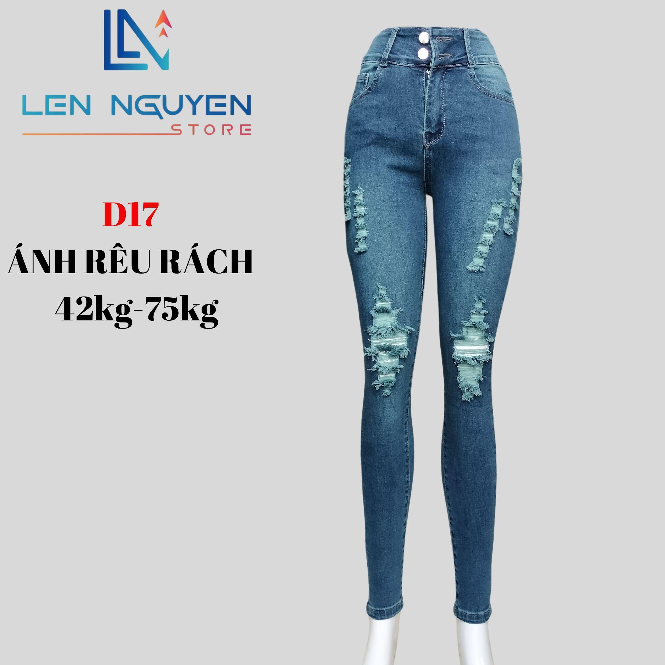 D17_Quần Jean Nữ Dài 95Cm- 96cm ,Thiết Kế Pass Lưng, Quần lưng cao 3 nút, Quần Jean Nữ Lưng Cao Quần Bò Nữ Co Giãn Để Chọn dành cho 42kg đến 76kg hotgirl bigsize kiểu Pants Denim Women