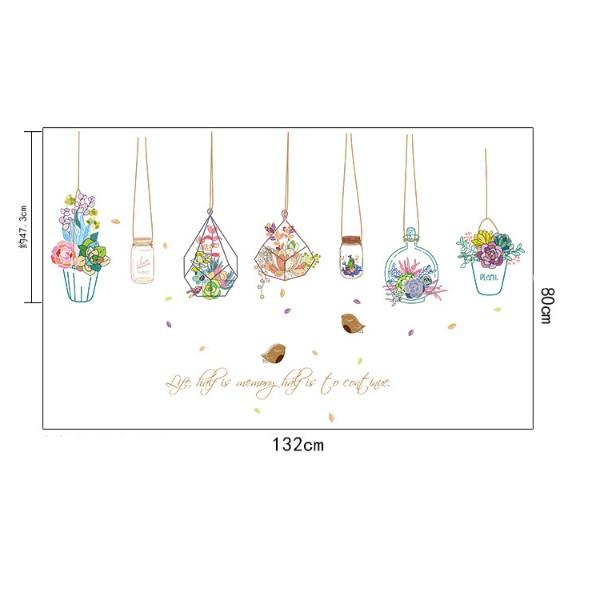 Decal trang trí tường nhiều Chậu hoa Phong cách hiện đại