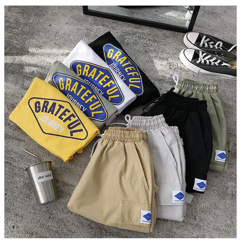 Bộ Thể Thao Nam Nữ Mùa Hè - Áo Thun Tay Lỡ Unisex Form Rộng Oversize - Áo Phông Đôi -Quần Đùi Short Kaki