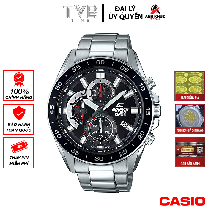 Đồng hồ nam dây kim loại Casio Edifice chính hãng Anh Khuê EFV-550D-1AVUDF (47mm)