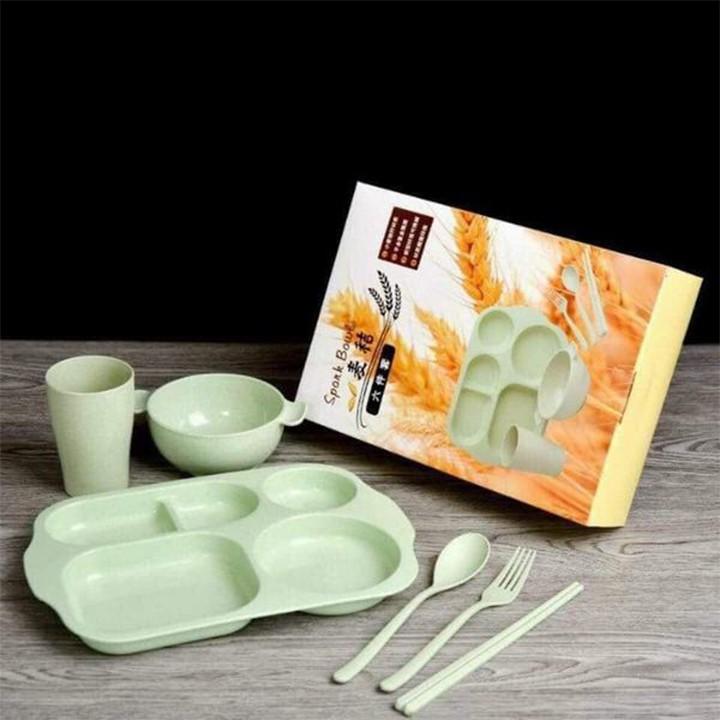 KHAY ĂN DẶM 6 MÓN CHIA 5 NGĂN LÚA MẠCH - KHAY ĐỂ ĐỒ ĂN - 00173