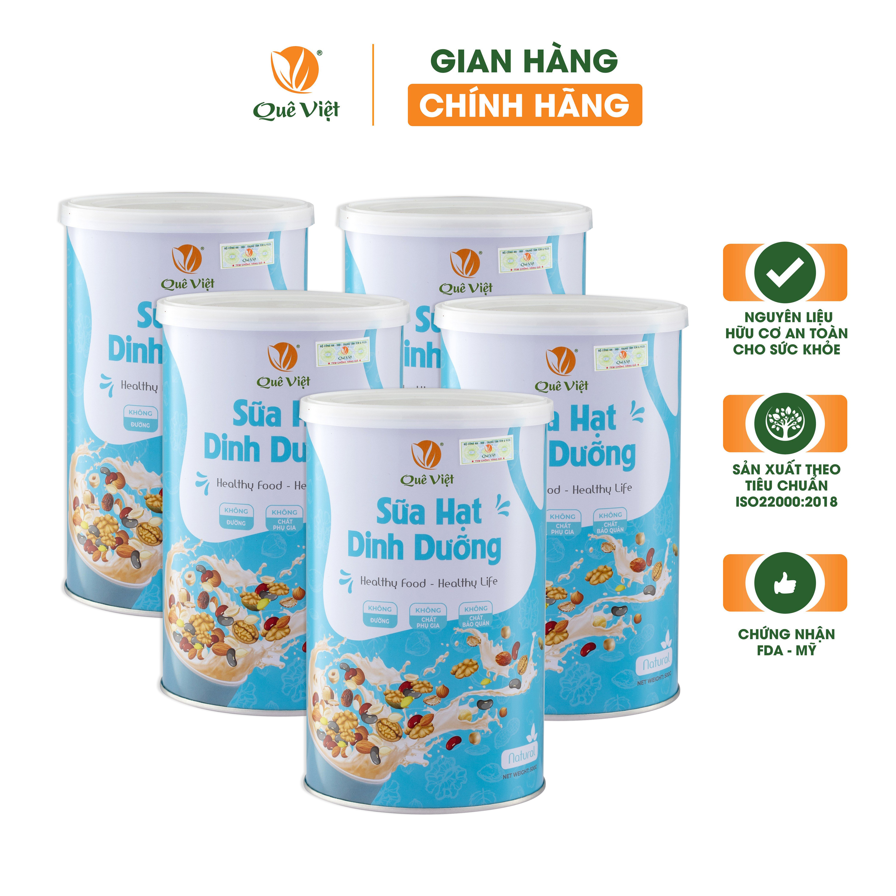 Combo 5 hộp sữa hạt dinh dưỡng (Lon 500G)