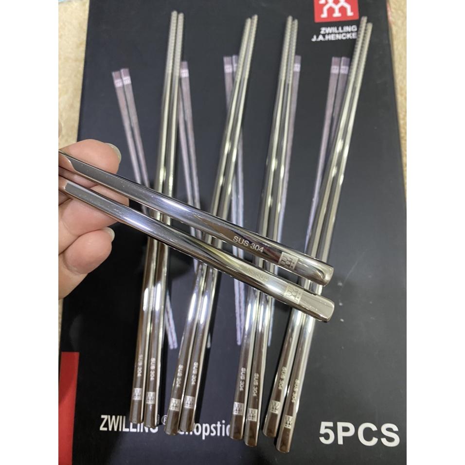 HỘP SET 5 ĐÔI ĐŨA INOX Hãng Zwilling Của Đức Siêu Hót Hít Dễ Dàng Vệ Sinh