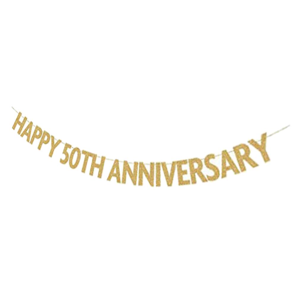 Happy 50th Anniversary Bunting Banner Garland Wedding Birthday Hanging Sign
