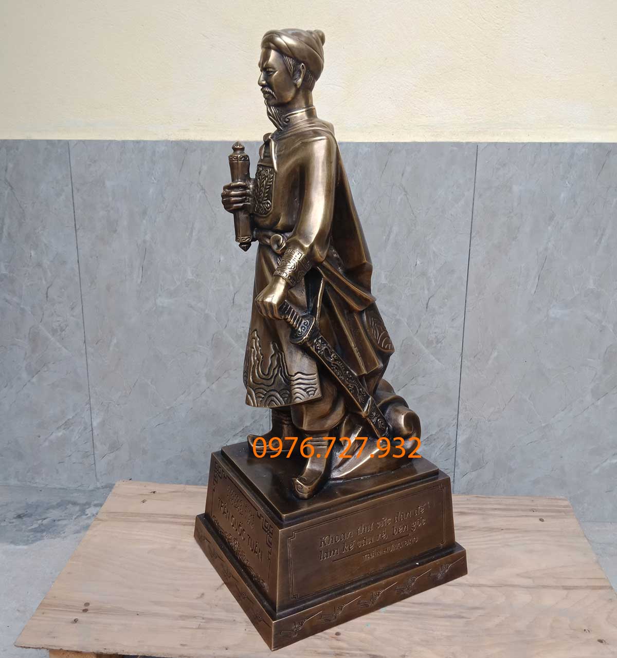 Tượng trần hưng đạo bằng đồng cao 60cm, tượng trần hưng đạo, tượng trần quốc tuần
